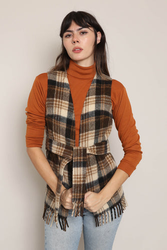 70s Plaid Vest & Belt Set