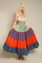 50s Color Block Gauze Cotton Skirt