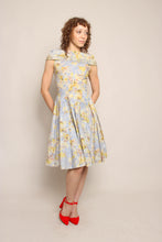 50s Floral Cotton Dress With Sequined Collar