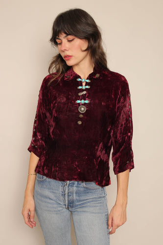 40s Navajo Velvet & Turquoise Blouse
