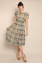 70s Green Paisley Gauze Dress