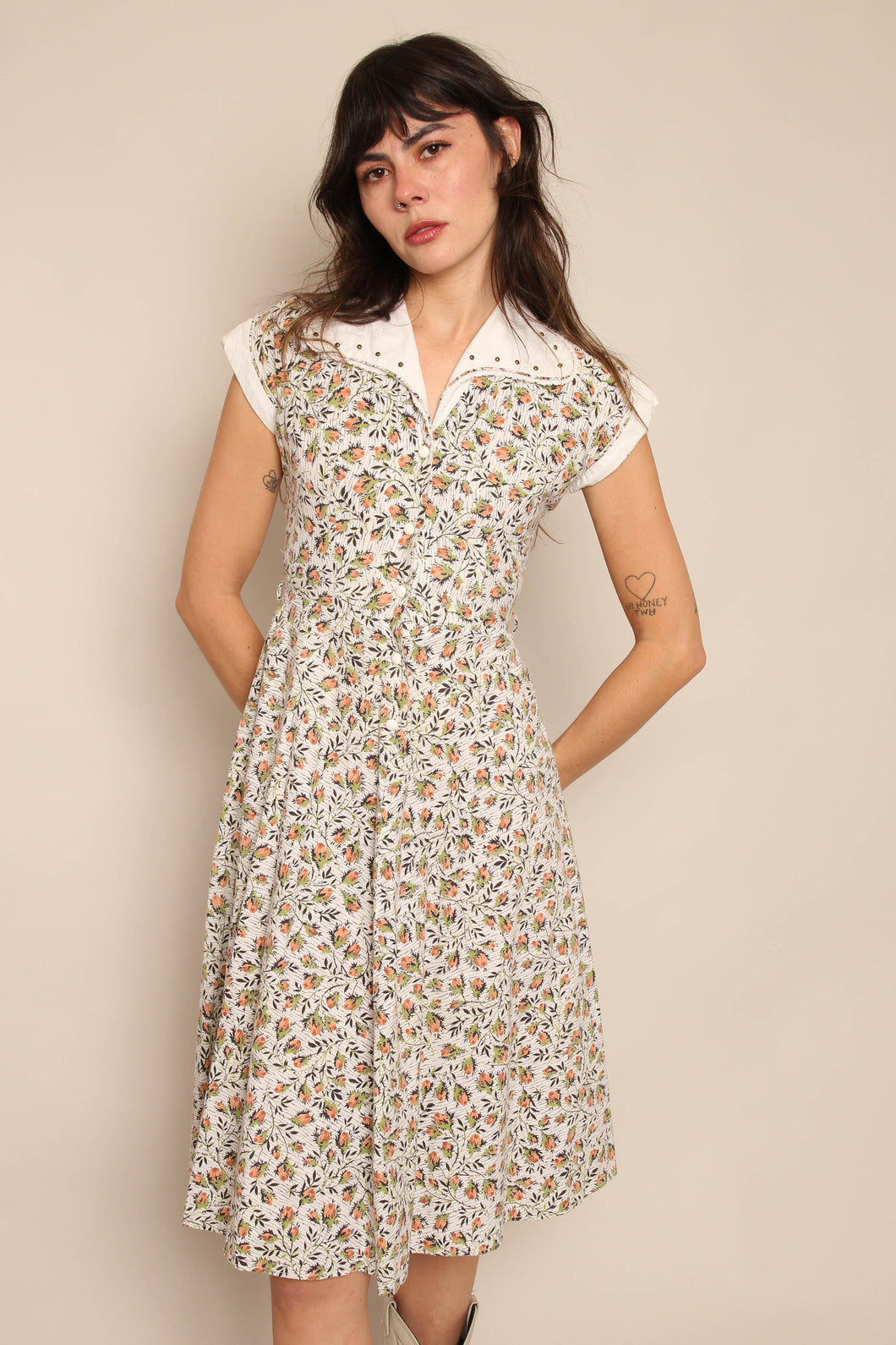 50s Studded Collar Dress