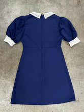 70s Blue Lace Mini Dress - S