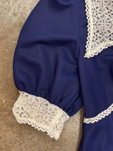 70s Blue Lace Mini Dress - S