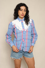 80s Pastel Plaid Western Shirt