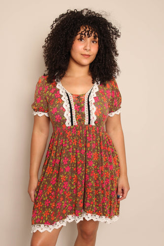00s Floral Babydoll Dress