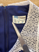 70s Blue Lace Mini Dress - S