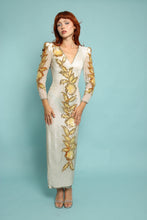 80s Gold Floral Sequined Dress