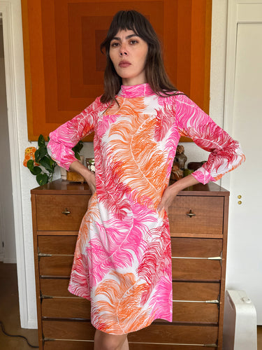 60s Feather Print Dress