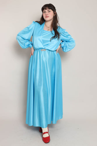 70s Blue Grecian Dress