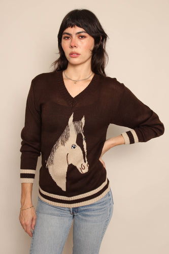 70s Horse Portrait Sweater