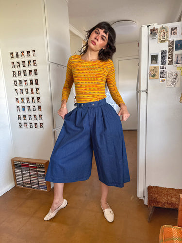 80s Denim Gaucho Pants