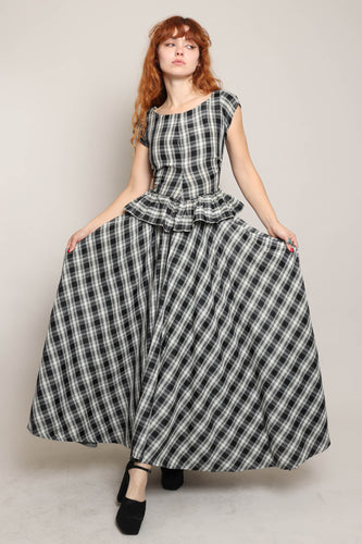 40s Plaid Taffeta Dress