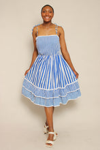 80s Blue Striped Sun Dress
