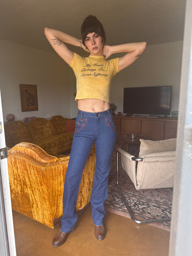 70s Faded Glory Embroidered Jeans