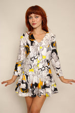 60s Abstract Floral Mini Dress