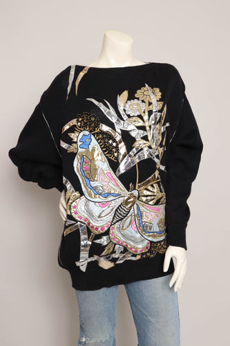 80s Metallic Butterfly Sweater