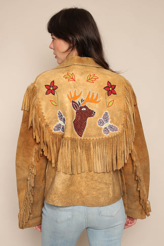 50s Moose Hide Beaded Fringe Jacket