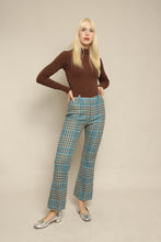 60s Four Corners Blue Plaid Knit Flares