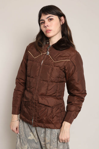 70s Brown Western Puffer Jacket