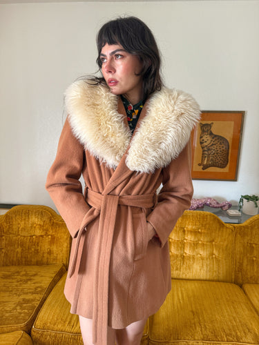 70s Penny Lane Jacket With Fur Collar