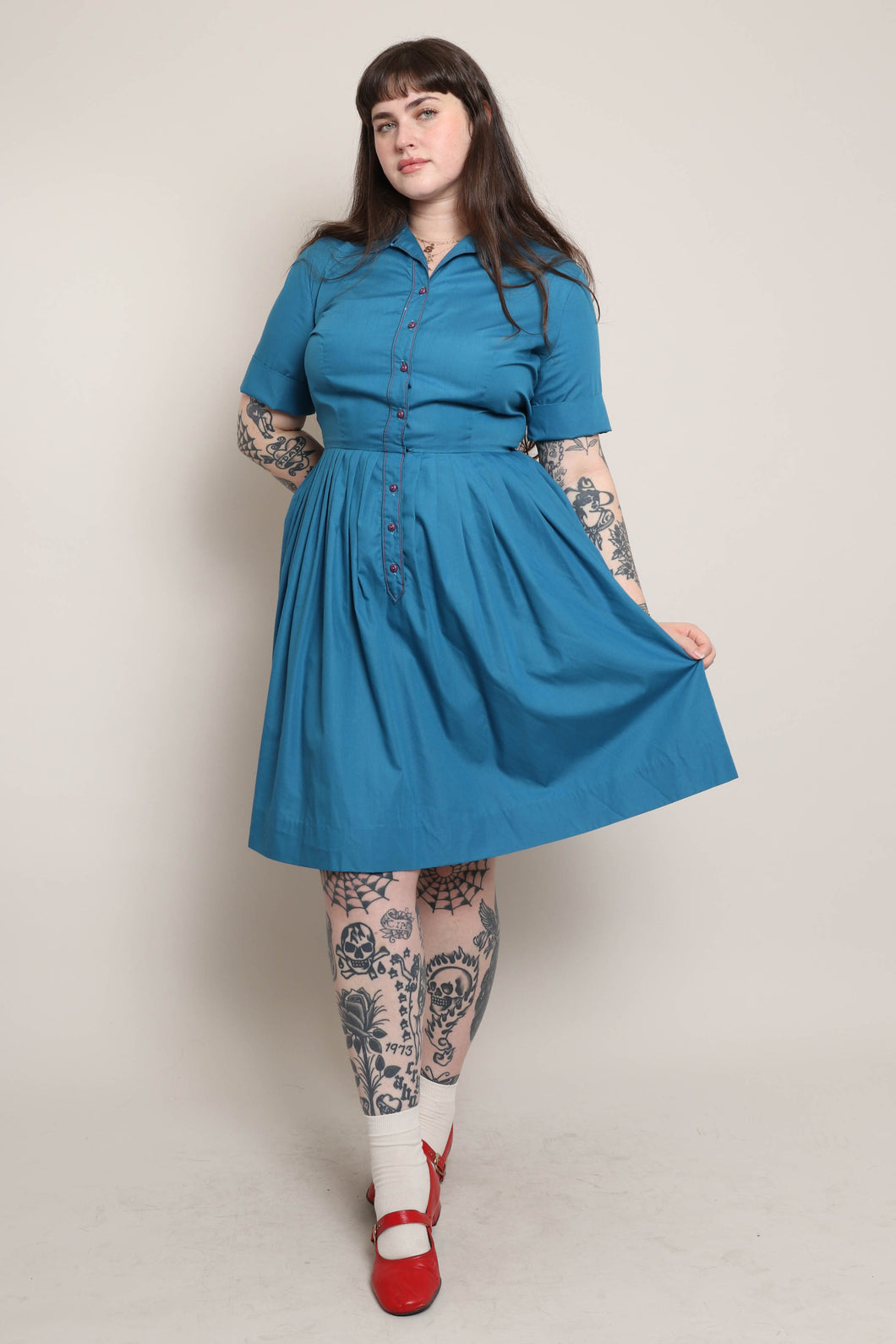 50s Embroidered Shirtwaist Dress