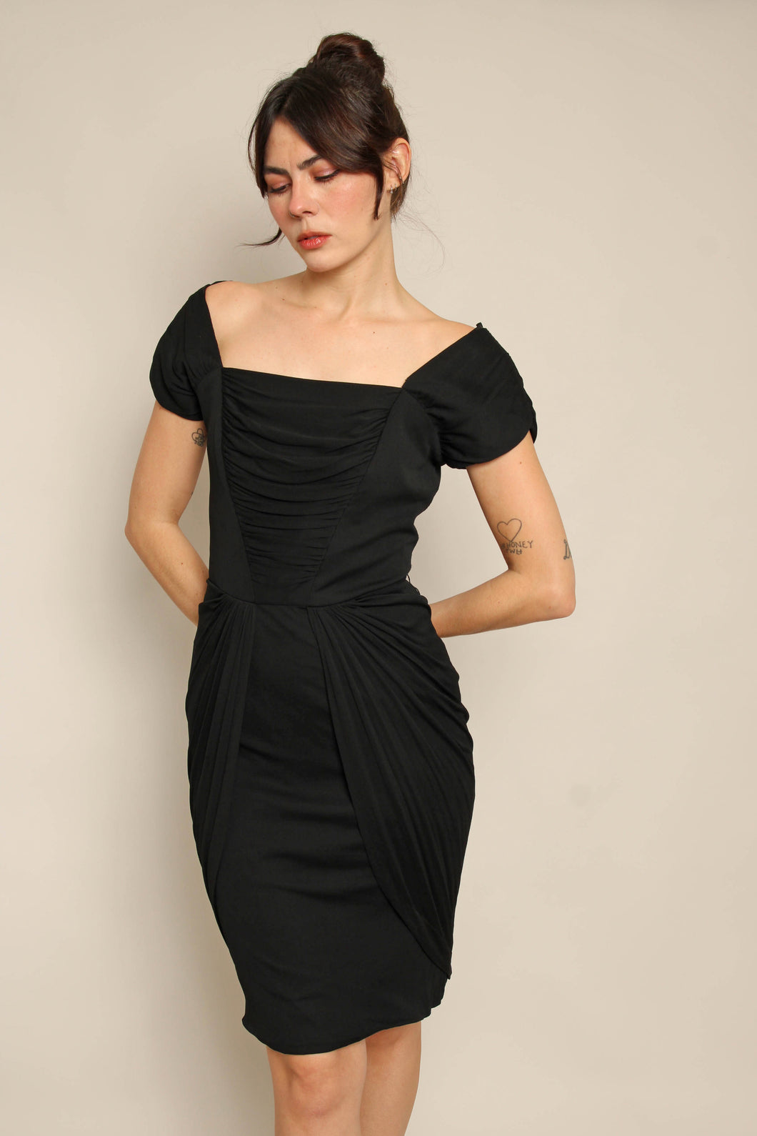 60s Ruched Cocktail Dress Luxie Vintage 60s Ruched Cocktail Dress Luxie Vintage