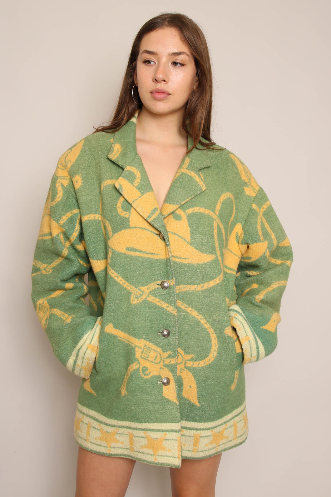 90s Western Novelty Print Wool Jacket