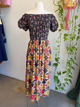 60s Patchwork Print Peasant Dress