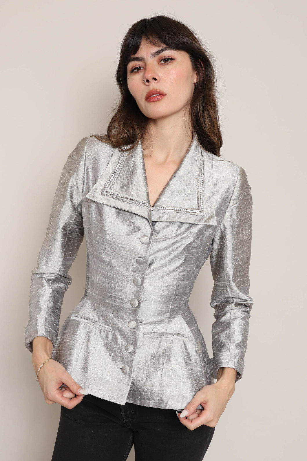 40s Silver Silk Blazer