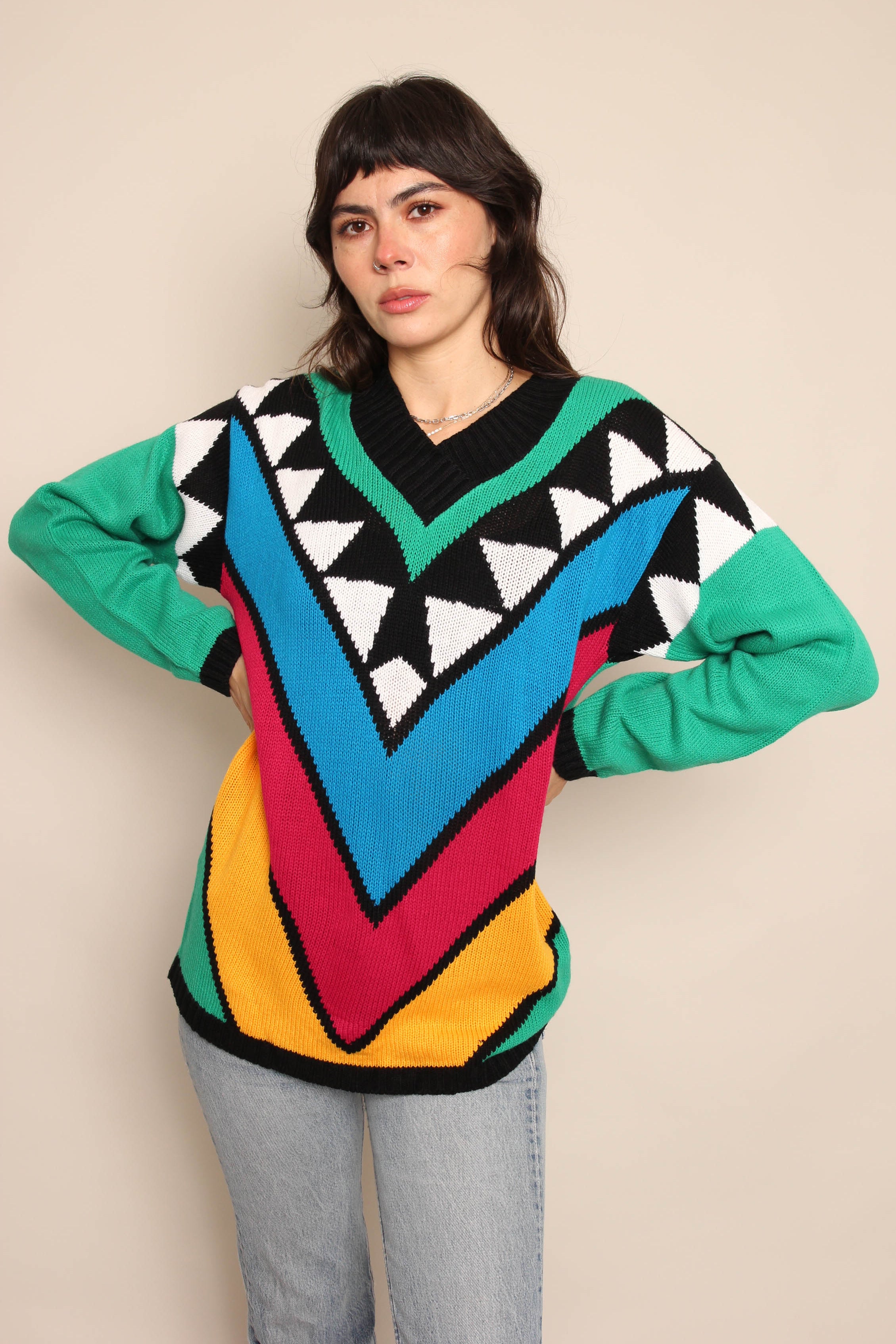 80s Bold Abstract Sweater – Luxie Vintage