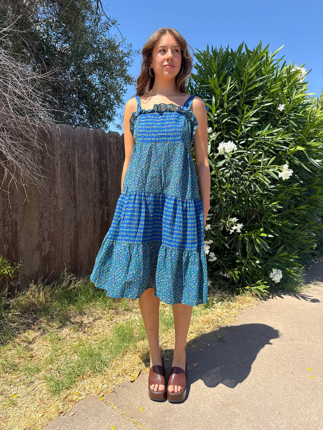 70s Blue Calico Sundress – Luxie Vintage