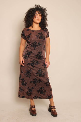 90s Copper Floral Dress