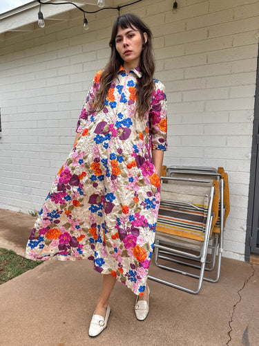 60s Textured Floral Robe