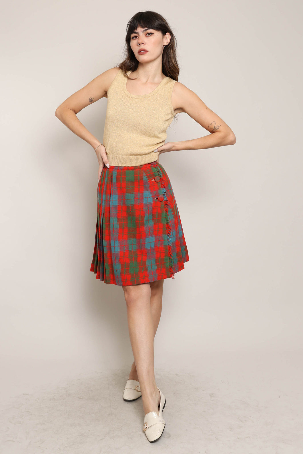 80s Plaid Fringe Skirt