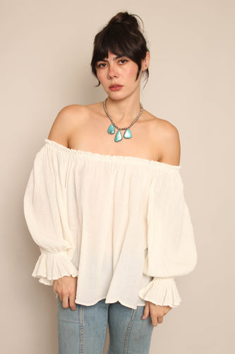 70s Gauze Cotton Blouse