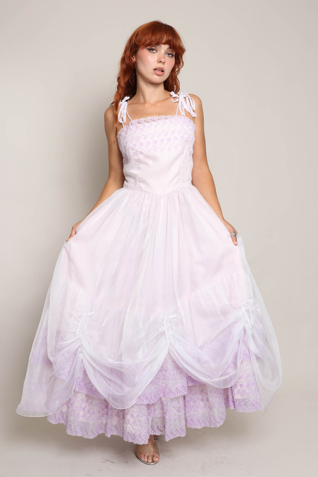 70s Lilac Chiffon Gown
