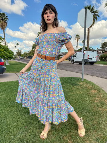 70s Floral Peasant Dress
