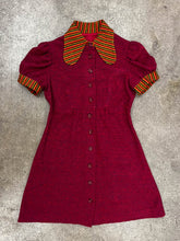70s Striped Collar Mini Dress - S