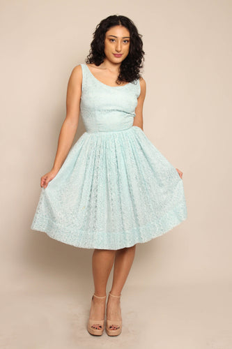 50s Blue Lace Dress