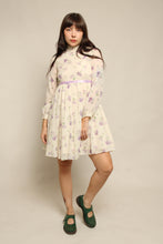70s Purple Floral Prairie Dress