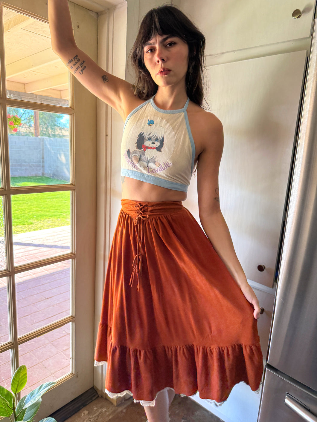 70s Burnt Sienna Prairie Skirt