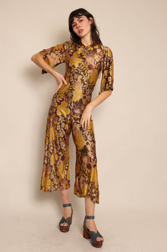 60s Slinky Floral Jumpsuit