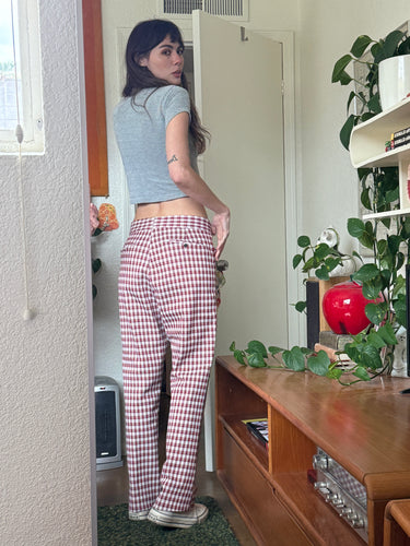 70s Maroon Gingham Pants