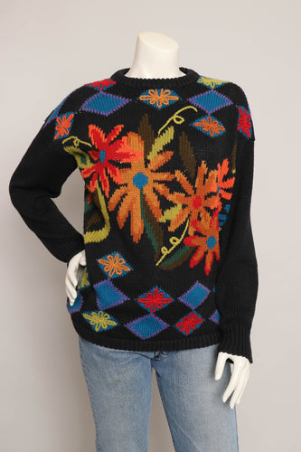 90s Floral Abstract Sweater