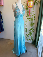 00s Rhinestone Encrusted Satin Halter Dress