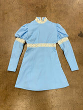 70s Blue Juliet Sleeve Dress - S/M