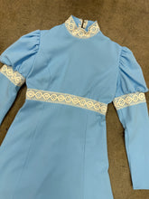 70s Blue Juliet Sleeve Dress - S/M