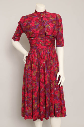 50s Pink Floral Dress Set