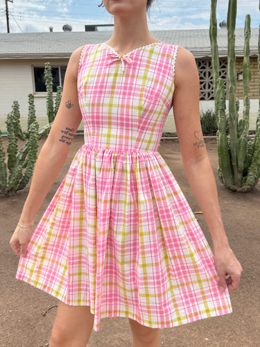 60s Pink Plaid Dress
